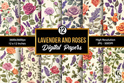 Lavender and Roses Floral Patterns, a Pattern Graphic by Creative Store (Thumbnail 1 of 5)