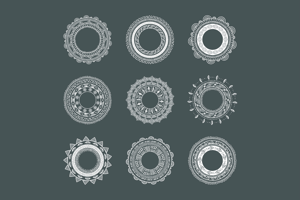 9 Tribal Mandalas, Frames, Patterns preview 5