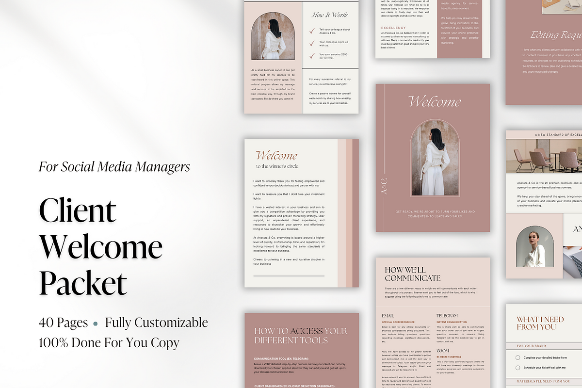 Social Media Welcome Packet Template, a Marketing Template by Anessta & Co (Photo 1 of 10)