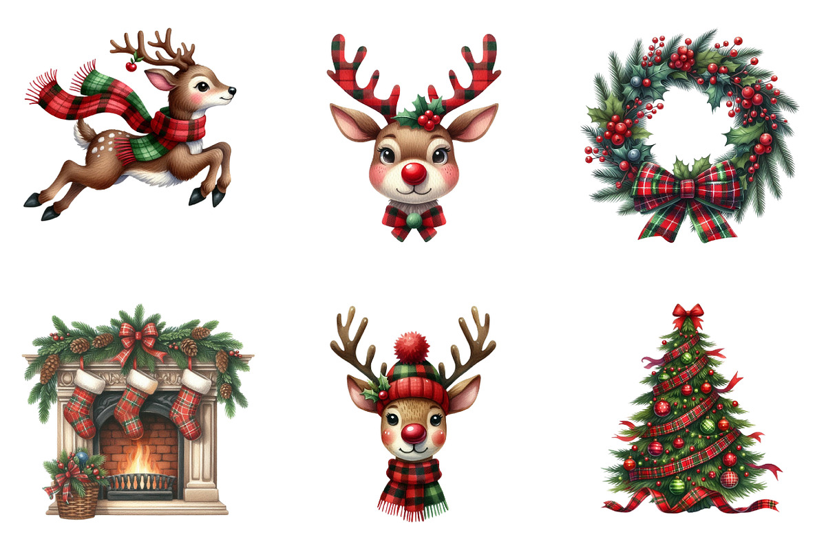 Red & Green Plaid Christmas Clipart, an Illustration by SinaCreation (Photo 3 of 7)