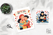 Mother & Kids with Pets Clipart Set, a Graphic by ikarifq shop (Thumbnail 3 of 4)