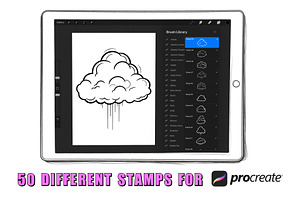 50 Clouds Procreate Stamps Brushes