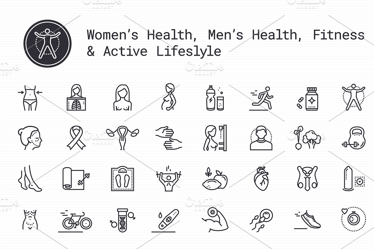 People's Healthcare & Fitness Icons, an Outline Icon by Nuburu (Photo 2 of 2)