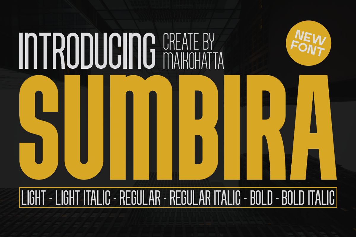 Sumbira - Sans Serif Font Family, a Sans Serif Font by MaikoHatta (Photo 1 of 7)