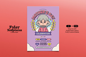 Retro Mother's Day Celebration Flyer, a Flyer Template by Tiptop Graphic