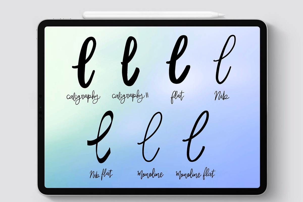 7 Procreate Calligraphy Brushes, a Brush Add-On by Ale Estrada (Photo 2 of 3)