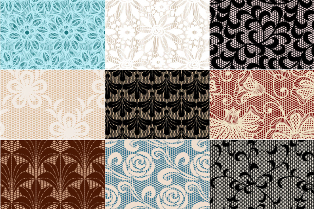 Set of 36 Lace Seamless Patterns preview 5