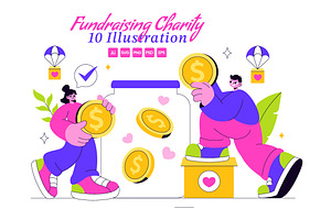 10 Fundraising Charity Illustration, a Person Illustration by denayunebgt