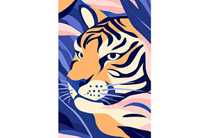 Vibrant tiger illustration with bold, an Illustration by Lermont51