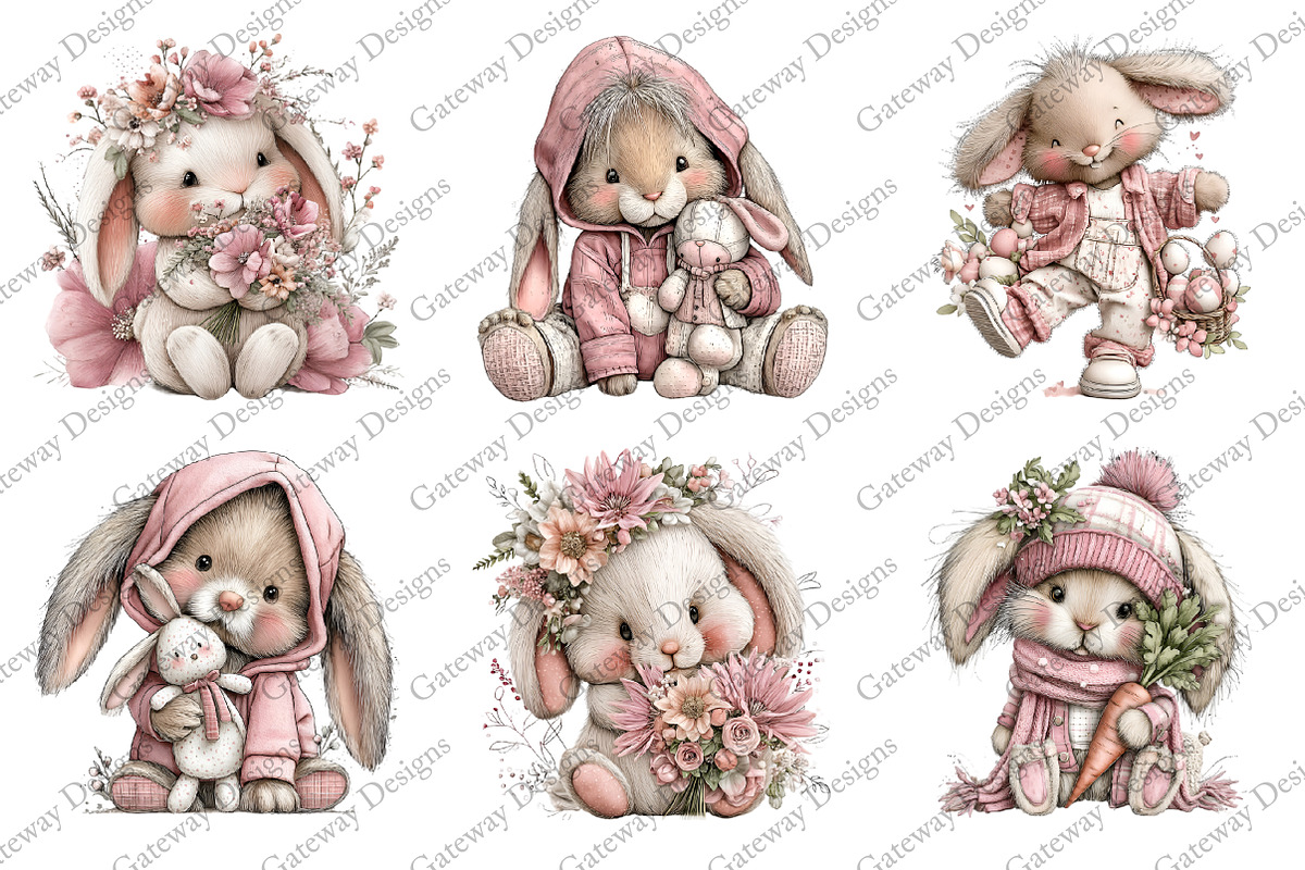 Whimsica Easter Bunny Clipart, an Illustration by GatewayDesign (Photo 2 of 3)