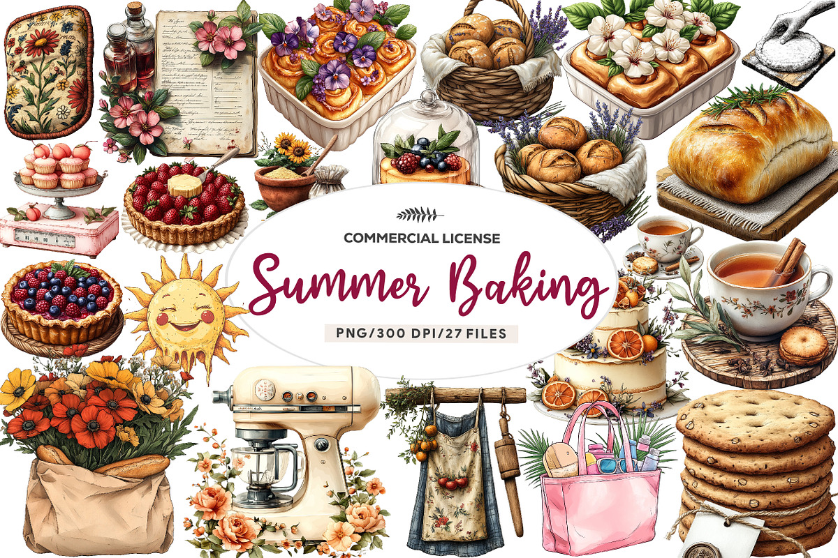 Bohemian Summer Baking Clipart, an Illustration by CreationArt (Photo 1 of 9)