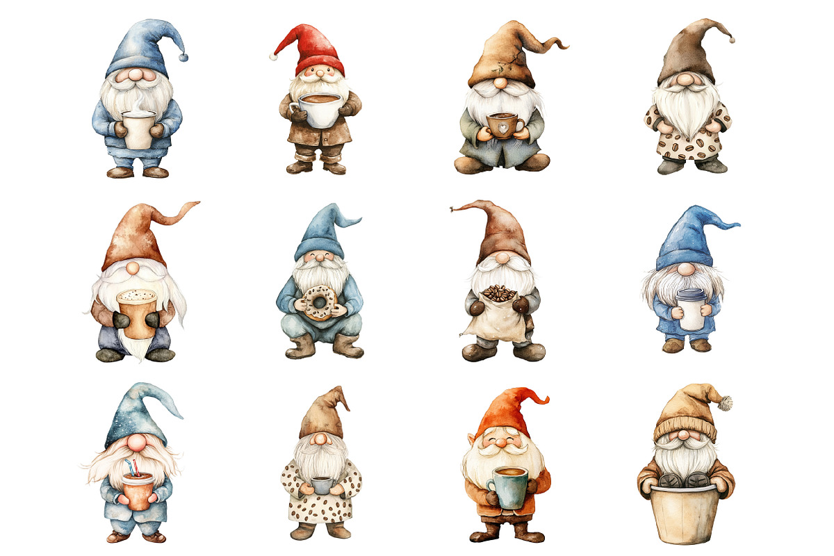 Watercolor Whimsical Coffee Gnome, an Illustration by Design Market (Photo 3 of 3)