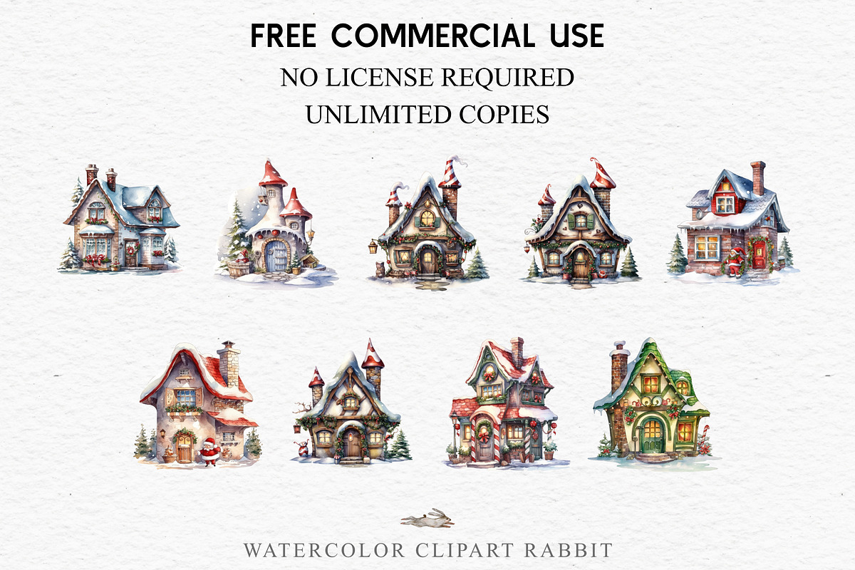 Christmas Santa House Winter Clipart, a Seasonal Illustration by Rabbit Heart (Photo 6 of 10)