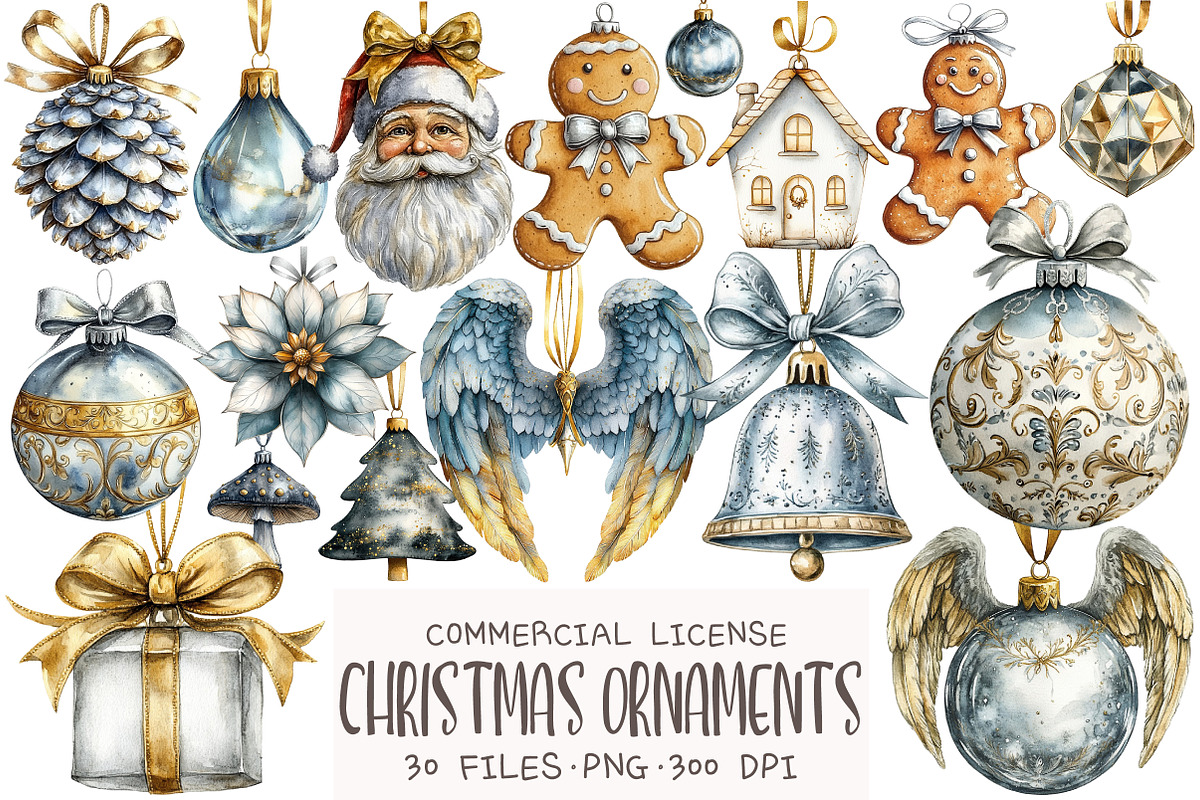 Cute Christmas Ornaments Clipart, an Illustration by OK Design (Photo 1 of 5)