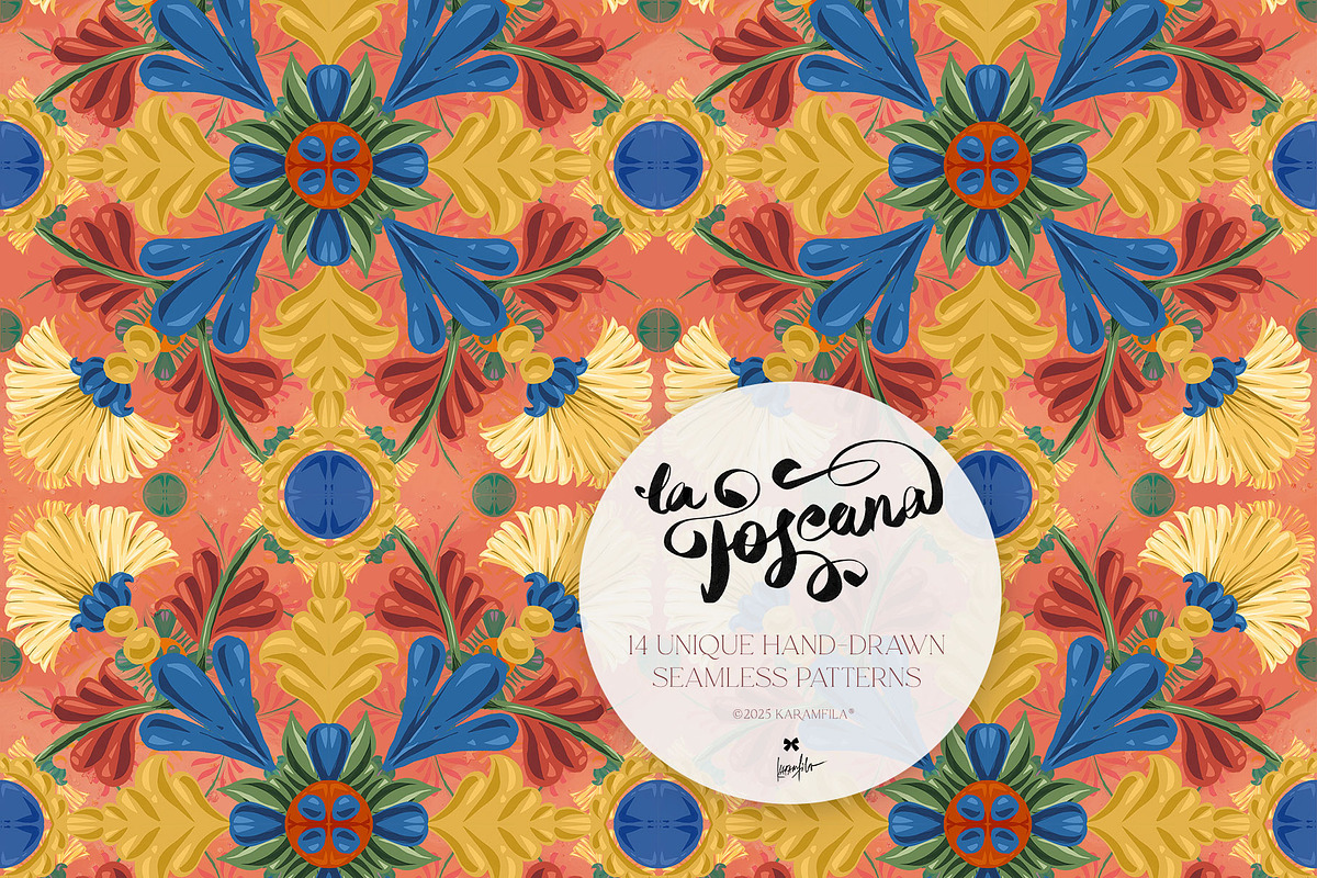 Tuscany Tiles Wine Seamless Patterns, a Pattern Graphic by KaramfilaS (Photo 16 of 18)