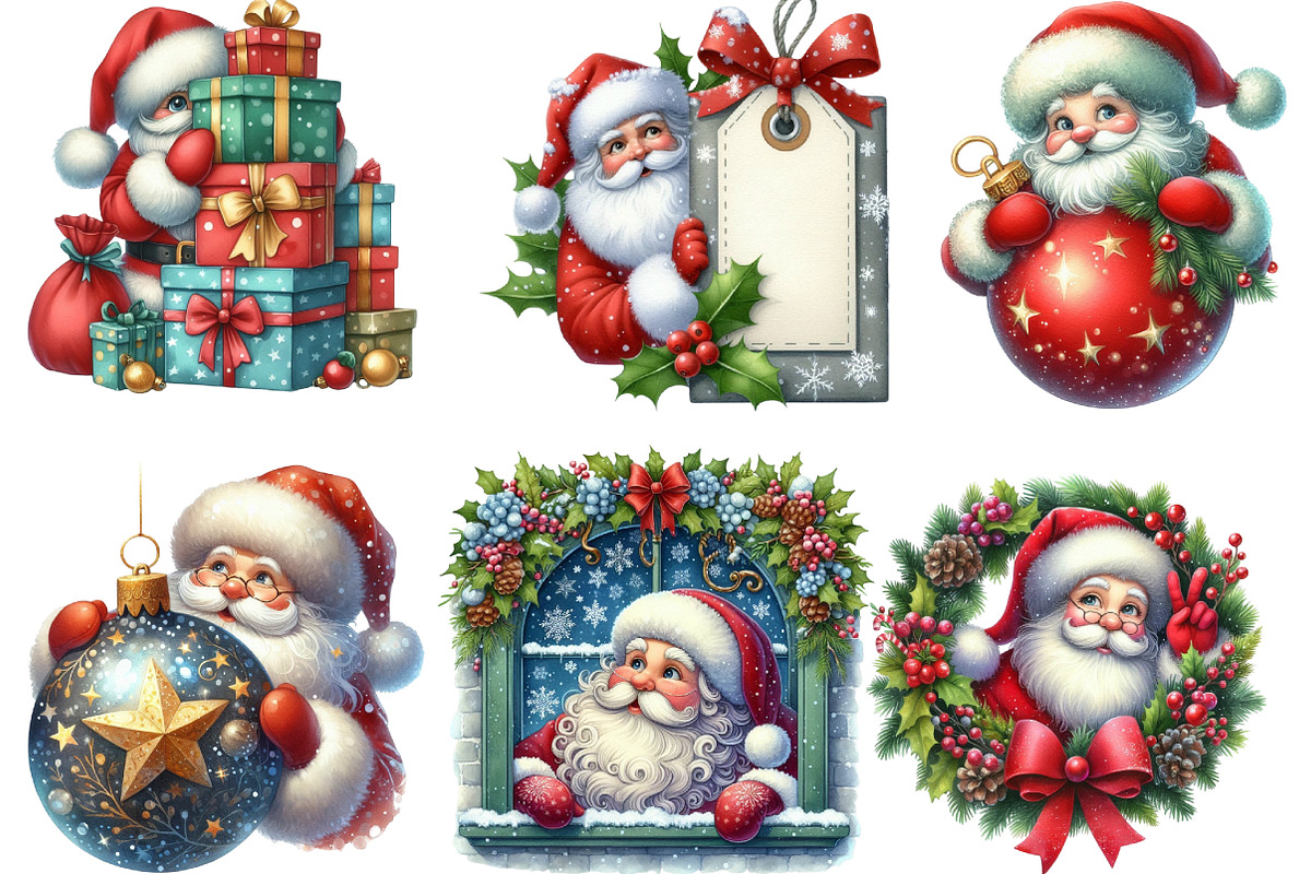 Christmas Peeking Santa Clipart, an Illustration by DreamArtGraphic (Photo 6 of 6)