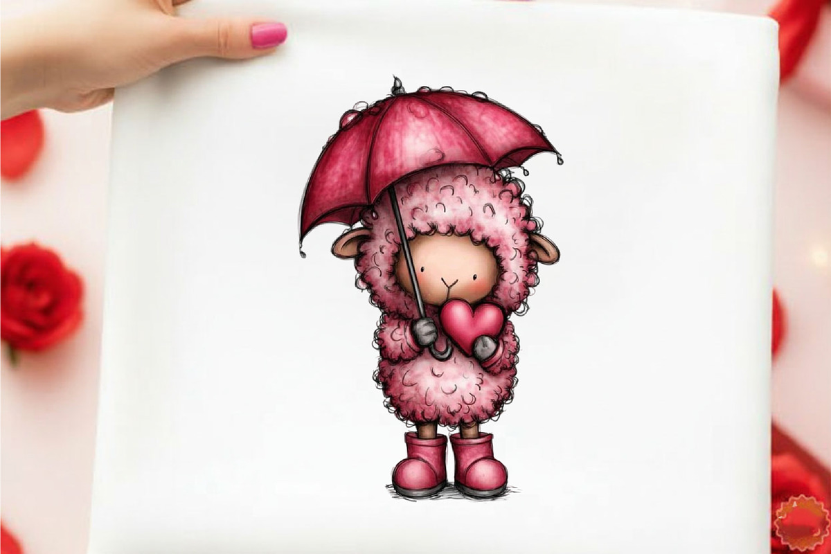 Funny Valentine Sheep Clipart, an Illustration by designcity5 (Photo 3 of 5)