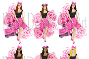Fashion girl in pink, an Illustration by DarinaDigital (Thumbnail 4 of 6)