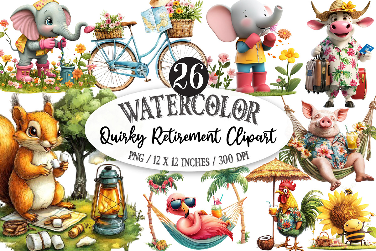 Quirky Retirement Clipart, a Seasonal Illustration by Designking (Photo 1 of 5)