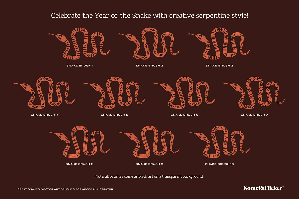 GREAT SNAKES! Vector Art Brushes, a Brush Add-On by Komet & Flicker (Photo 3 of 10)