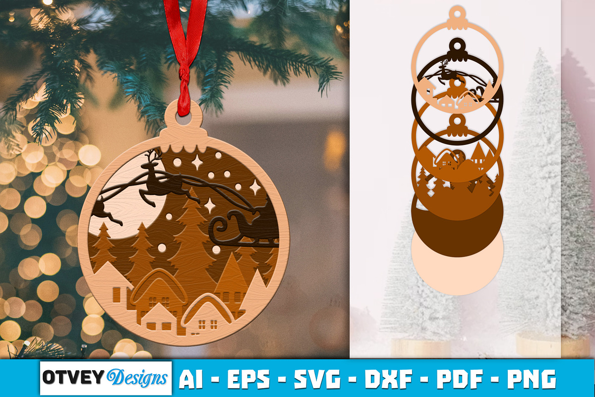 Christmas Scene Ornaments Layered, a Decorative Illustration by OTVEY DESIGN (Photo 11 of 13)