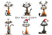 Quirky Christmas Cat Clipart, an Illustration by Craft Nest (Thumbnail 9 of 13)
