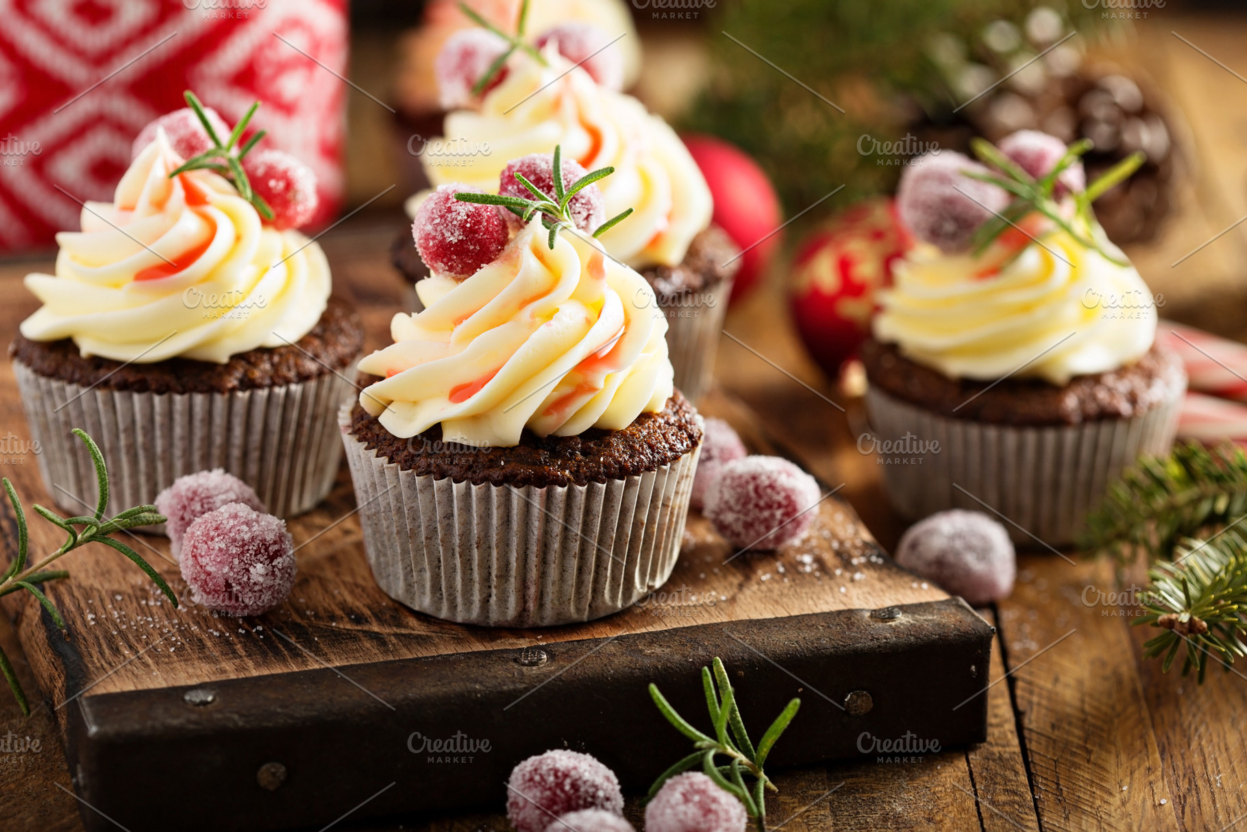 Gingerbread cupcakes with cranberry stock photo containing gingerbread and, a Food & Drink Photo by farwasser
