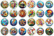 Summer Animals Stained Glass Clipart, an Illustration by Sublimation Artist (Thumbnail 2 of 6)