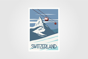 vector of ski resort in switzerland, an Illustration by lawoel