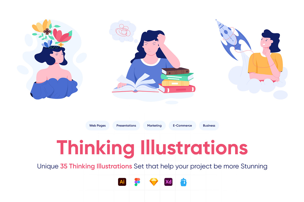 35 Thinking Illustrations, a Person Illustration by Prosymbols (Photo 1 of 8)