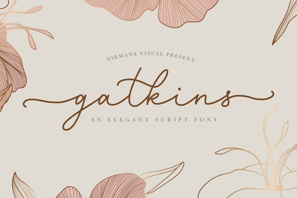 Gatkins - Luxury Script Font, a Script Font by Nirmana Visual (Photo 1 of 8)