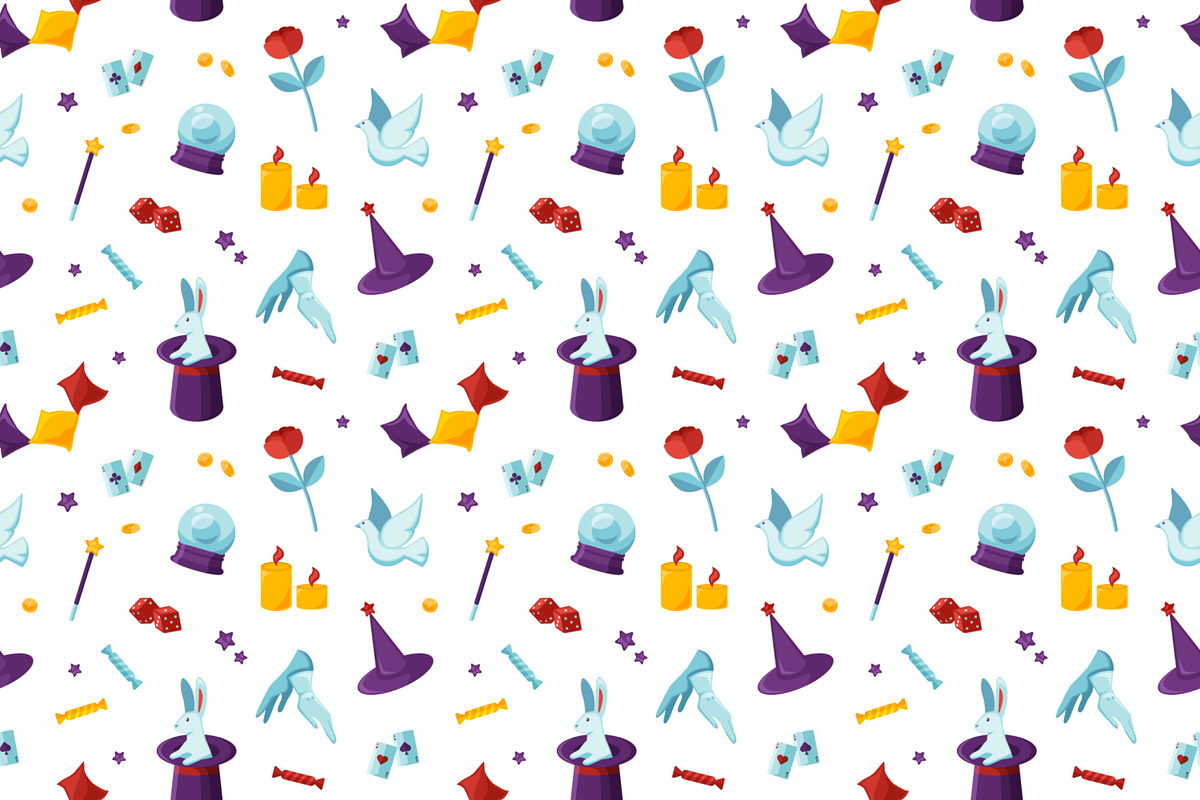 Magic show set, seamless pattern, a Decorative Illustration by Good Studio (Photo 4 of 6)
