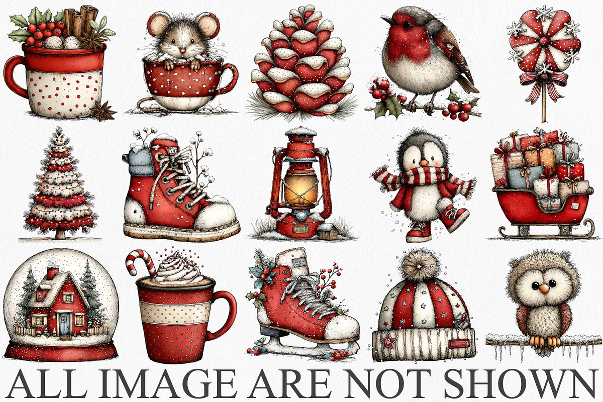 Whimsical Christmas Winter Clipart, an Illustration by Canvas Craft (Photo 6 of 6)