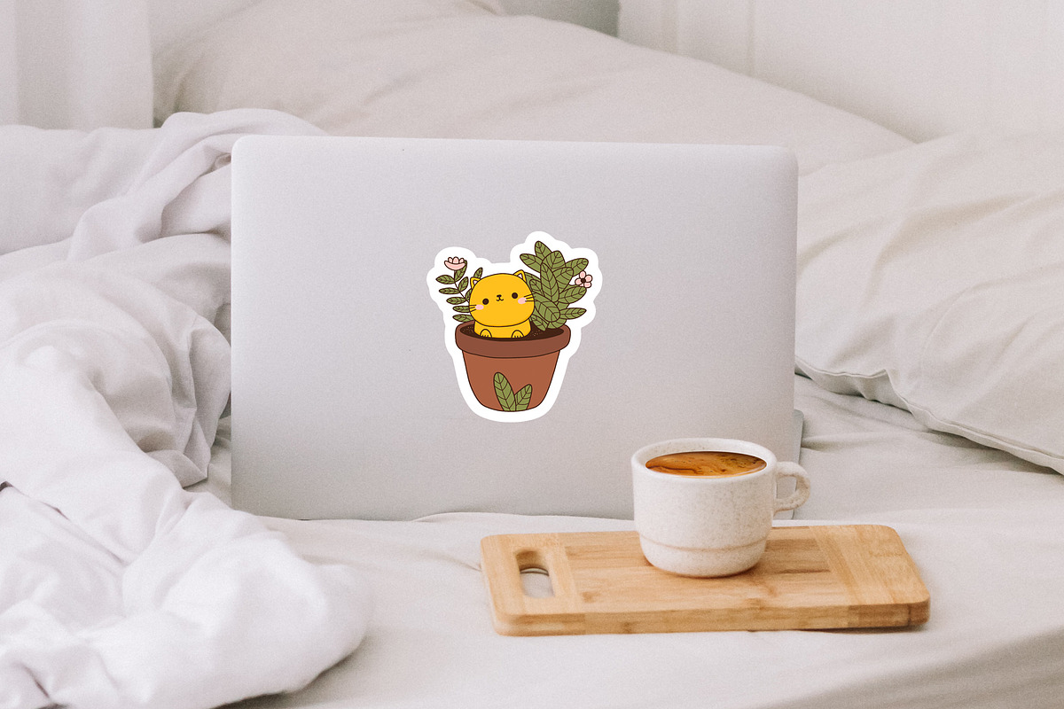 Cats in Flowerpots Sticker Pack, an Animal Illustration by natalisart (Photo 6 of 6)