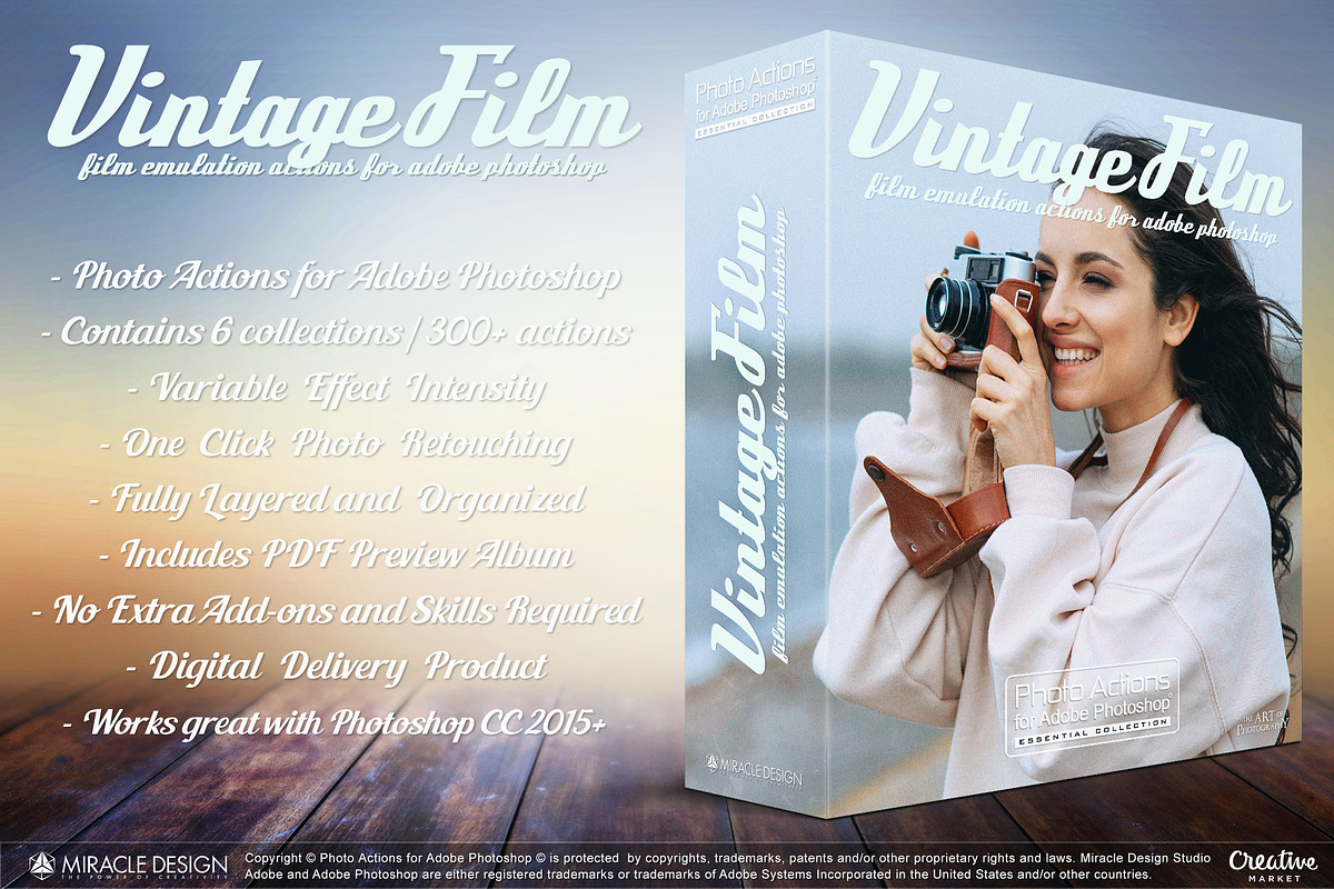 Actions for Photoshop / Vintage Film, an Action Add-On by Miracle_Design (Photo 1 of 43)