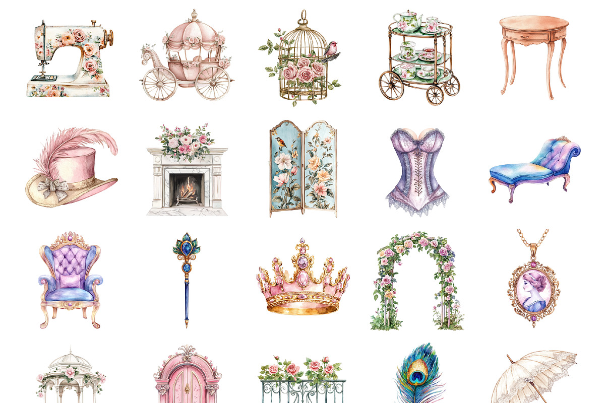 Watercolor Preppy French Feminine, an Illustration by Design Market (Photo 3 of 3)