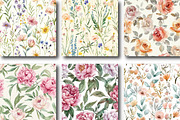 Watercolor Floral Seamless Patterns, a Pattern Graphic by DreamCafeArt (Thumbnail 6 of 7)