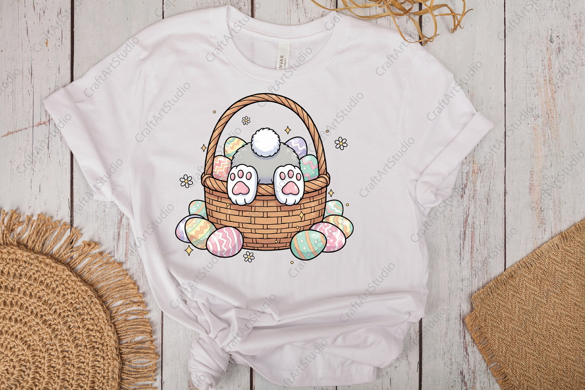 Funny Easter Bunny Basket Eggs Png, an Illustration by CraftArtStudio (Photo 2 of 4)