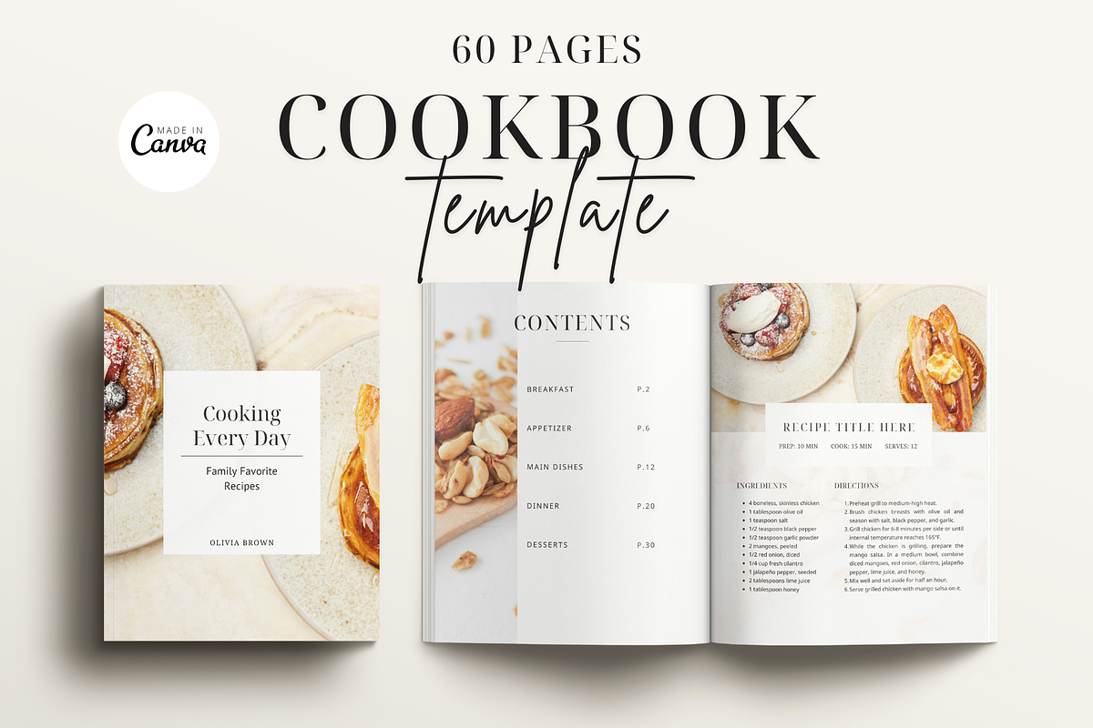 Minimalist Cookbook Template CANVA, a Templates & Theme by OrganizationOasisRo (Photo 1 of 10)