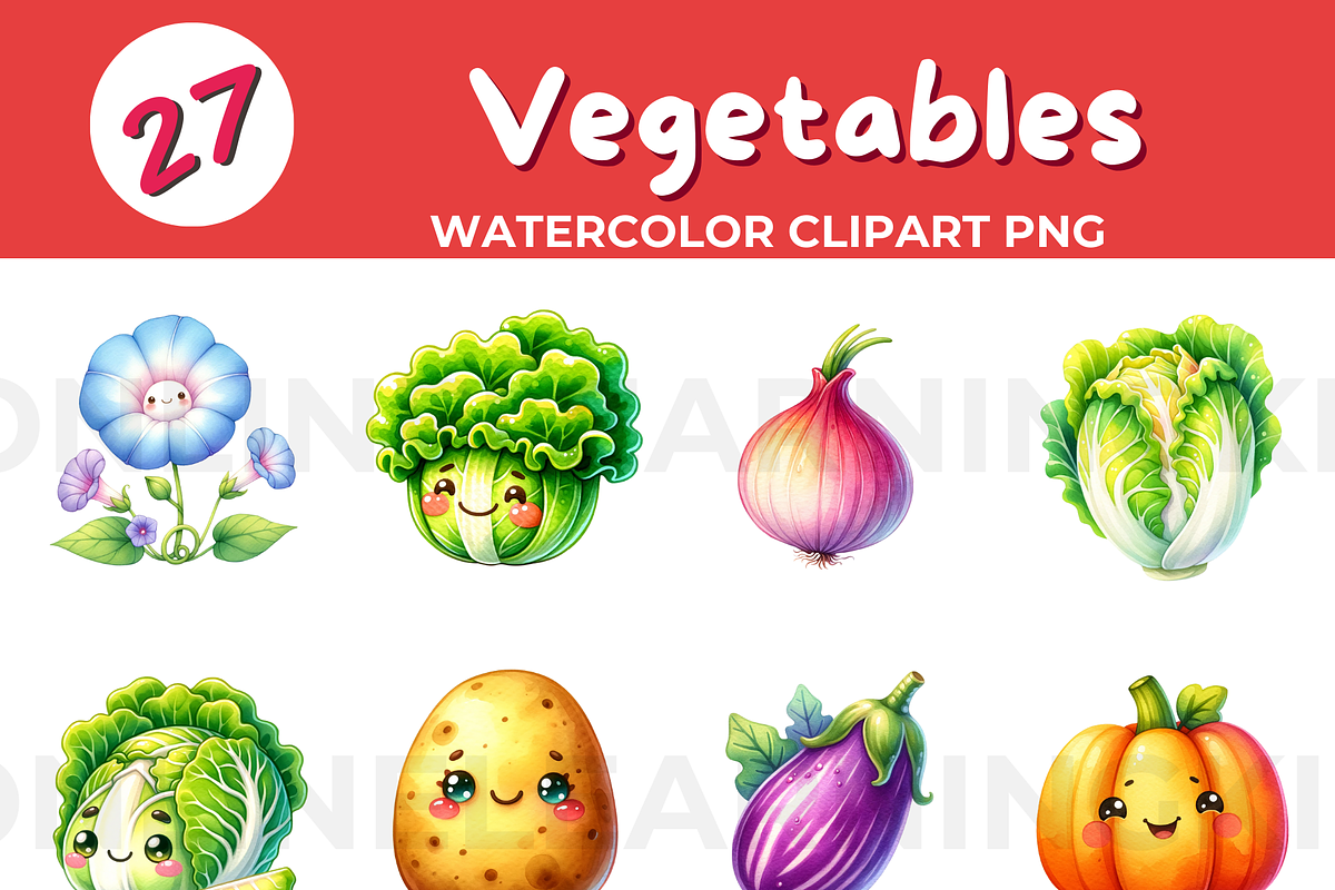 Vegetables watercolor clipart PNG, a Food Illustration by John_Walker (Photo 2 of 3)