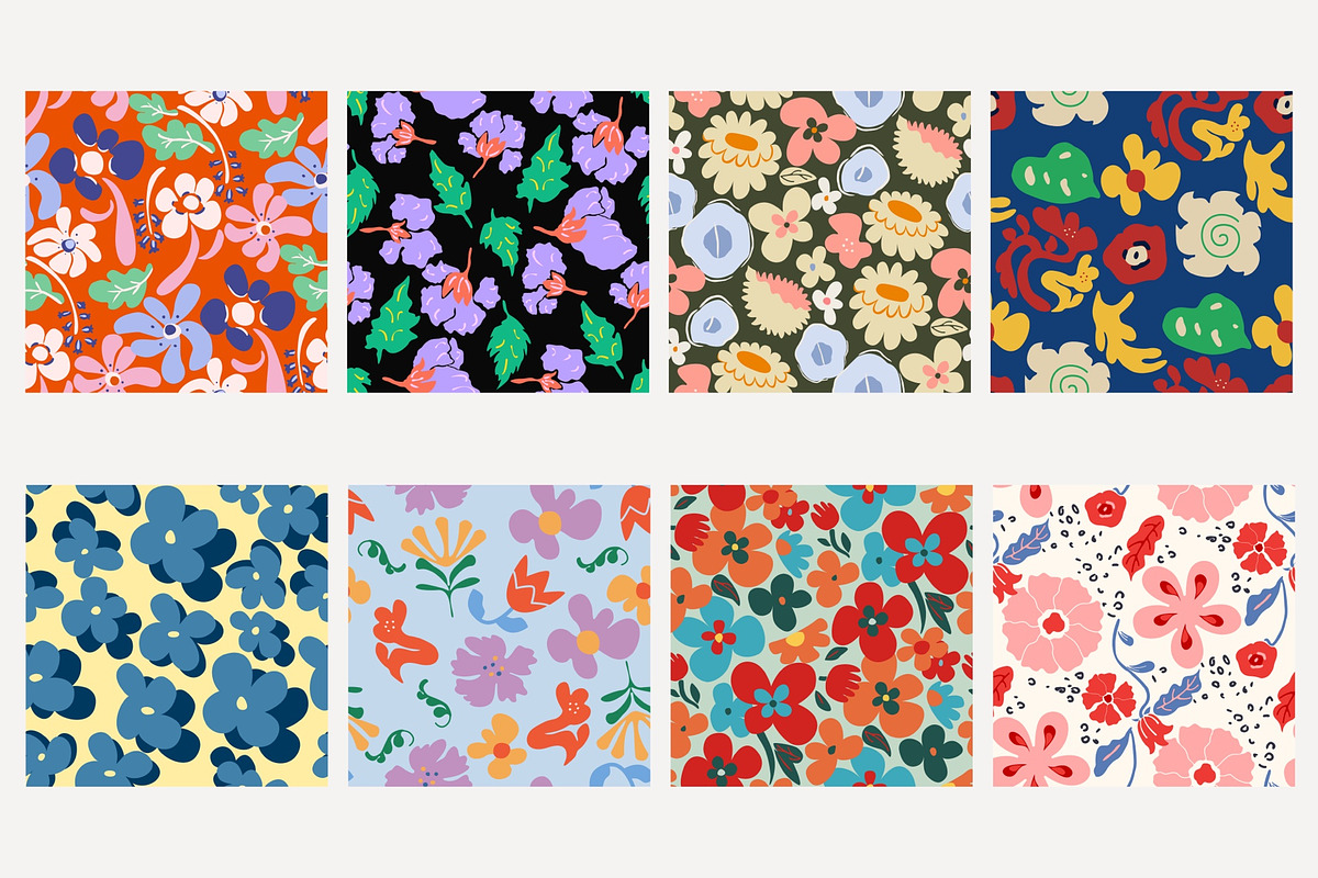 Whimsical Playful Floral Patterns, a Pattern Graphic by Trisuphat (Photo 5 of 6)