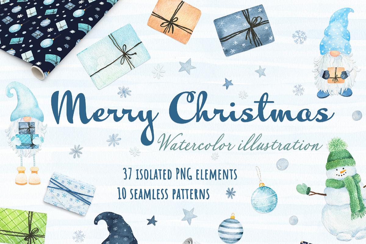 Watercolor Christmas illustration., a Pattern Graphic by Nataliia Pyzhova (Photo 1 of 6)