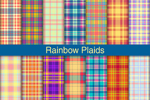 #225 Rainbow Colors Plaids, a Pattern Graphic by Plaid4You
