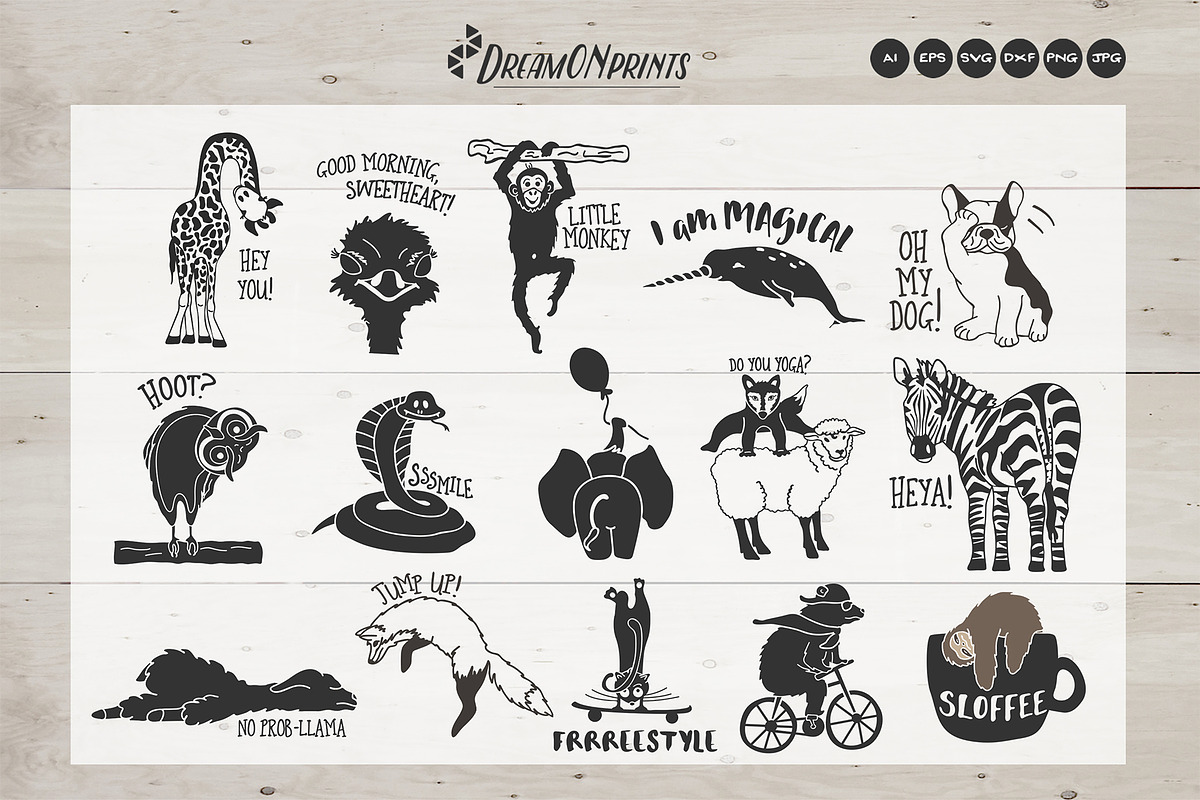 The Quirky Animals | Funny SVG Set, an Animal Illustration by DreamONprints (Photo 17 of 19)