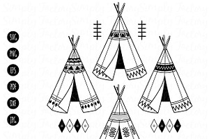 Tribal Teepee Tent Design Elements S