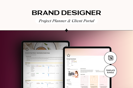 Notion Client Portal Project Planner, a Stationery Template by TheCoastlineStudio