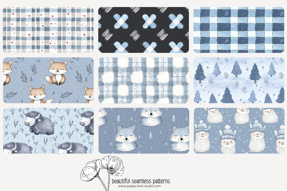 80 winter animals seamless pattern, a Pattern Graphic by Poppy Lane Studio (Photo 3 of 11)