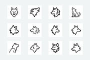20 Outline Wolf Head Logos Bundle, an Animal Illustration by Vectorium Studio (Thumbnail 2 of 5)