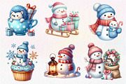 Christmas Snowman Clipart, an Illustration by Dream Creation (Thumbnail 2 of 5)