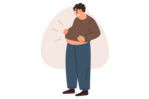 Concerned male with lot of belly fat, a Person Illustration by Vectorbuum